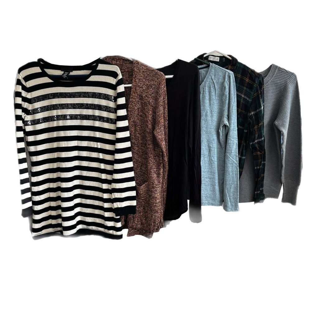 Womens Fall Winter Preppy Everyday Top Lot Medium 6 Piece Academia Lagenlook